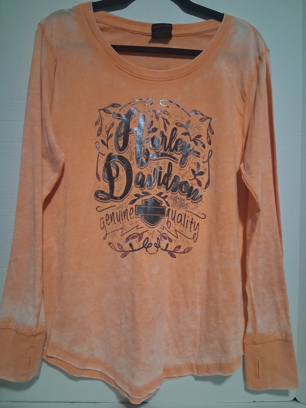 Harley-Davidson Orange Tie-Dye Long Sleeve Graphic Tee